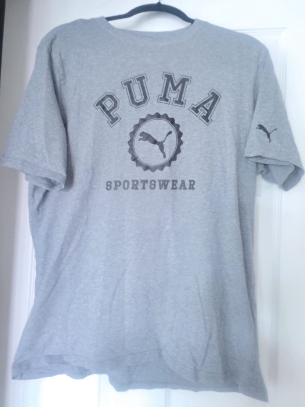 Puma Gray Logo Sportswear Short Sleeve Tee Size L